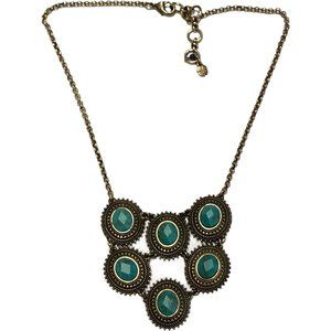 Lucky Brand Yellow Goldtone Faux Turquoise Fashion Statement Chain Necklace‎ 18"